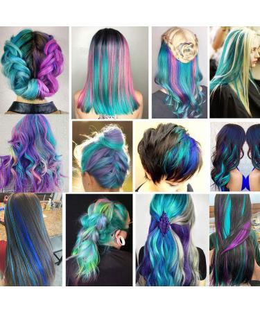 FC SWS 12 Colored Clip-In Hair Extensions - 21 Inch Heat-Resistant Synthetic Hair for Women & Girls - Multi-Colored Turquoise Blue-Green Party Highlights - Buy Online on GoSupps.com