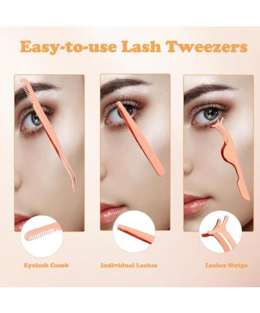 3 Styles Eyelash Tweezers Set Stainless Steel Eyebrow Tweezers Eyelash Curler Eyelash Applicator Tool Eyelash Tweezers Suitable for Beginners Girls and Makeup Artist Gold - Buy Online on GoSupps.com