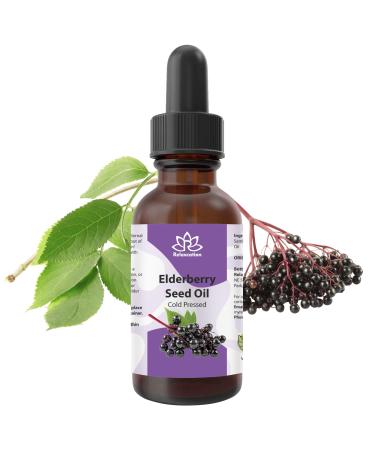 Relaxcation Elderberry Seed Oil Cold Pressed Unrefined Carrier Oil for Face Hair Nails & Body | Lightweight Botanical Extract for Travel Glow Blends & Skin Care (4 oz) 4 Fl Oz (Pack of 1)