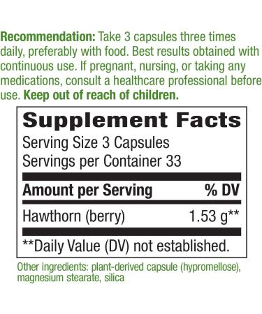 Nature's Way Premium Herbal Hawthorn Berries 530mg - 100 Vcaps, 100 Count Pack - Buy Online on GoSupps.com