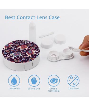 Buy Indian Elefpants & Paisleys Round Contact Lens Case | Portable Cute Storage Box with Mirror Shop Internationally - Buy Online on GoSupps.com