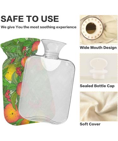 Fruit Branches Rose 1L Hot Water Bottle with Cover | Pain Relief for All Ages | BAP-Free Small Hot Water Bag - Buy Online on GoSupps.com
