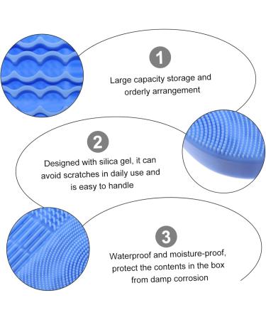 Housoutil 2 1 Makeup Brush Holder Makeup Cleaner Pad Facial Brush Silicone Holder Cosmetic Brush Cleaning Facial Scrubber Makeup Brush Drying Holder Brush Washing Mat Storage Box Silica Gel 11x10cm Blue - Buy Online on GoSupps.com
