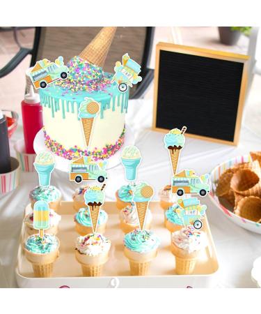 Cheereveal 24 Pieces Ice Cream Cupcake Toppers 6 Shapes Blue Ice Cream Cupcake Picks Hawaii/Sweet Summer Theme Baby Shower Birthday Party Cake Decorations Supplies - Buy Online on GoSupps.com