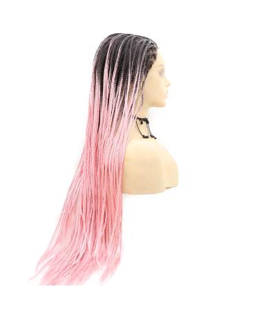 Rosa Braids Lace Front Wig - Realistic Long Ombre Peach Pink Braided Wig for Black Women | Heat-Resistant Fiber | Cosplay & Party Wear - Buy Online on GoSupps.com