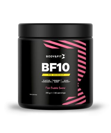 Body Fit Body&Fit BF10 PreWorkout 200 mg caffeine and 2000 mg Betaalanine Pink Bubble 315 grams