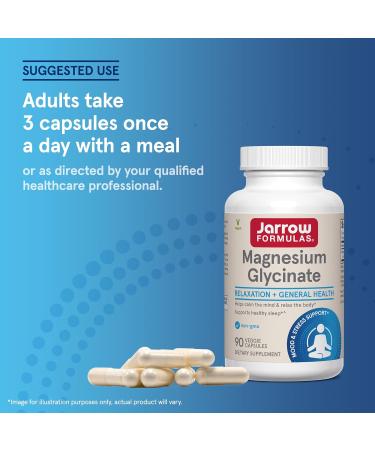 Jarrow Formulas Magnesium Glycinate Veggie Capsules - 360 mg Magnesium per Serving Supports Relaxation and Healthy Sleep 90 Count 30 Day Supply 90 Count (Pack of 1) - Buy Online on GoSupps.com