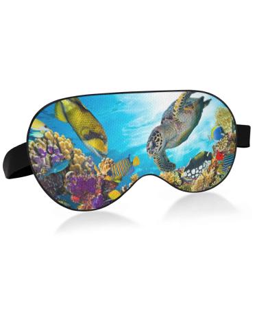 xigua Sea Turtle Ocean Breathable Sleeping Eyes Mask Cool Feeling Eye Sleep Cover for Summer Rest Elastic Contoured Blindfold for Women & Men Travel