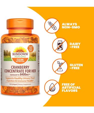 Sundown Cranberry Softgels with Vitamin D3 - Urinary Tract & Immune Health Support - 150 Softgels - Buy Online on GoSupps.com