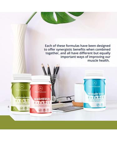 TRUE PROTOCOLS - Muscle Protocol+ (3 items) - Magnesium Balance Vitamin D-K2 Balance & Mitochondria Balance - Bioavailable Capsules for Optimal Muscle Function Bone Health and Energy - 100% Non-GMO Supplements - Buy Online on GoSupps.com