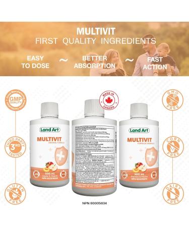 Liquid Multivitamin Natural Formula Get Your Energy Back - for Kids and Adults - Great Tasting Fast Absorption 33 Doses - 500ml Vegetarian GMO-Free Gluten Free No Sugar Added - Made in Canada - Buy Online on GoSupps.com