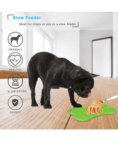 Dog Lick Pad 2 Pack - Slow Feeder Bone-Shaped Mat for Boredom Relief - Ideal for Yogurt & Peanut Butter - Green - Buy Online on GoSupps.com