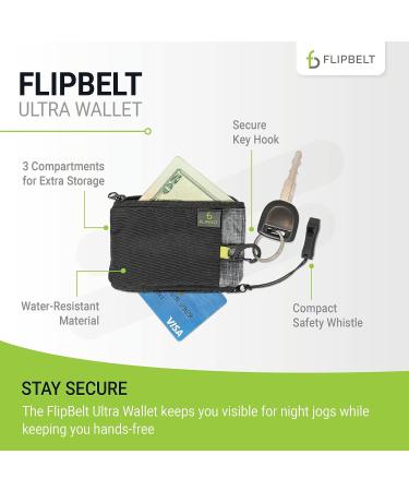 FlipBelt Ultra Wallet  Zippered Running Wallet with Safety Whistle  Exercise Wallet  Black Heather  USA Company - Buy Online on GoSupps.com