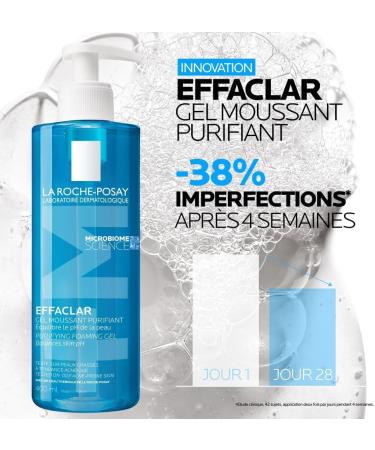 La Roche-Posay | Effaclar gel moussant purifiant nettoyant peau grasse | Nettoyant visage | Nettoie purifie & r duit les imperfections | Pour peaux grasses sensibles & acn iques | Lot de 2 x 400ml - Buy Online on GoSupps.com