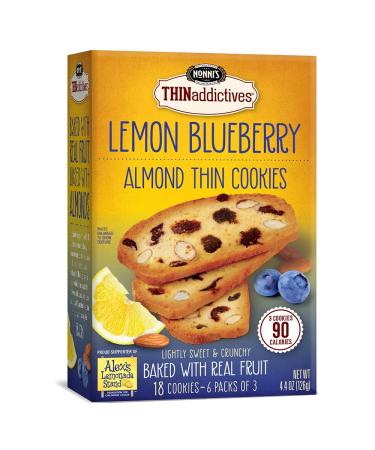 Nonni's THINaddictives Lemon blueberry Almond Thin Cookies NEW FLAVOR 6 packs per box 4.4 Ounce ( 2 Pack)