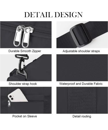 Womens Travel Gym Bag with Shoe Compartment - Large Capacity Weekender Duffel for Sport & Yoga - Black - Buy Online on GoSupps.com