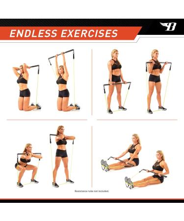 Professional Resistance Exercise Bar Kit - 36" Lightweight with 6 Accessories 20/30/40lb Bands Door Anchor & Straps for Home Training - Buy Online on GoSupps.com