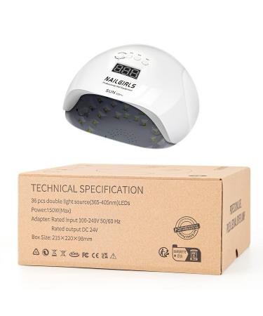 NailGirls 150W LED UV Nail Lamp - Fast Drying Nail Dryer with Auto Sensor & LCD Display | Removable Magnetic Plate for Gel Nails - Perfect for Finger & Toenail Studios - Buy Online on GoSupps.com