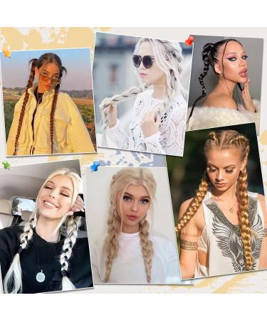 BARSDAR 66cm 2PCS Long Braided Ponytail Extensions - Soft Synthetic Hair in Ash Platinum Blonde | DIY Hair Extensions for Women - Buy Online on GoSupps.com