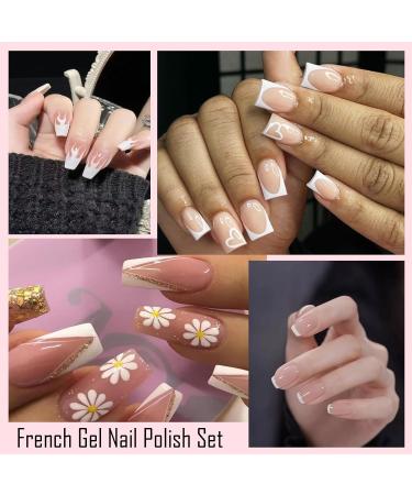 Gel Nail Polish Set for French Manicure French White Nude Jelly Gel Polish Set White Gel Liner Nail Polish Painted French Tips Soak off UV/LED Jelly Gel Nail Polish for Women DIY French Manicure - Buy Online on GoSupps.com
