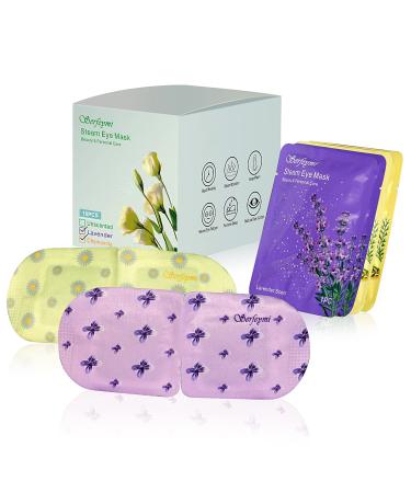 Serfeymi 16 Packs Steam Eye Masks for Sleeping Self Heating Warm Eye Mask Eye Mask Skincare Disposable Eye SPA Heated Eye Mask for Gifts for Mother's Day -Lavender(8PCS)+ Chamomile(8PCS) 1 Count (Pack of 16) B4-lavende...