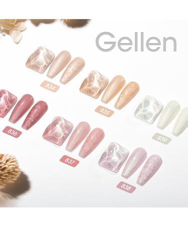 Gellen Gel Nail Polish Kit - 6 Elegant Shades Pink Rose White Nude Pearl Gel Nail Polish Set Shimmer Mermaid Gel Polish Soak Off Thread Effect Nail Art Manicure Gifts for Women Stay Chic - Buy Online on GoSupps.com