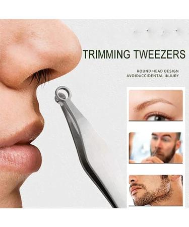 UNbit Nose Hair Trimmer Universal Nose Hair Trimming Tweezers Stainless Steel Round Tip Eyebrow Clippers Hair Removal Grooming Scissor Unisex Tweezers Trimmer - Buy Online on GoSupps.com