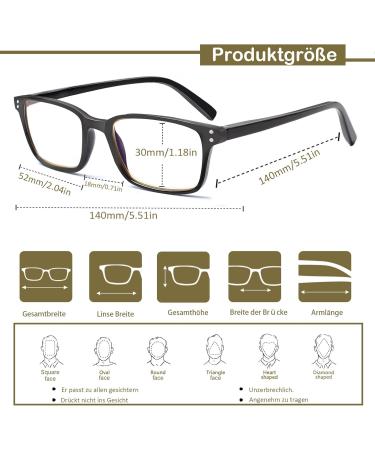 Cojwis 2-Pack Reading Glasses | Blue Light Block | Spring Hinge Anti-Dizzy | Men & Women | 2 Black 2.25x Magnification - Buy Online on GoSupps.com