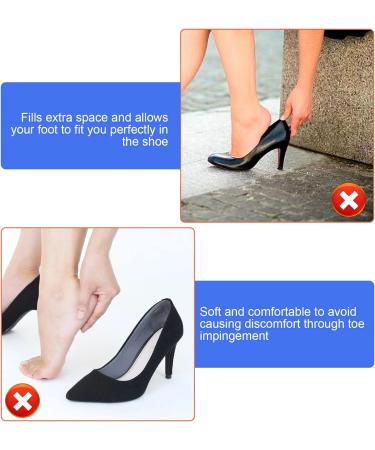 Soft Sponge Adjustable Shoe Filler Big Toe Plug Foot Brace Pads - 4 Pairs Skin & Black Inserts for High Heels - Relieve Foot Pain & Make Shoes Fit Better - Unisex Design - Buy Online on GoSupps.com
