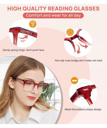 OCCI CHIARI Oversized Reading Glasses for Women - International Shipping | Stylish Readers 1.0-6.0 in Red - Buy Online on GoSupps.com