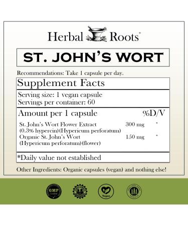 Herbal Roots Mood Duo Organic St. John's Wort and Ashwagandha Supplement Natural Mood Support Non-GMO - Buy Online on GoSupps.com
