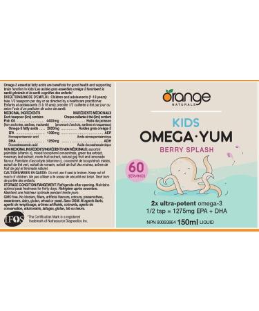 Orange Naturals - Kids Omega Yum 150ml Liquid - Omega-3 Essential Fatty Acids Support Brain Function in Kids - Supports Cognitive Function and Provides Nourishment for the Eyes Skin and Nerves 150 ml (Pack of 1) - Buy Online on GoSupps.com