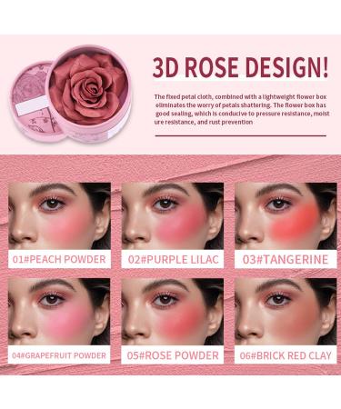 Flower Beauty Blusher 3D Petals Pink | Highlighter 3.5g Natural Pigmented for Make-Up Nude Light Travel Wedding Evening - Buy Online on GoSupps.com