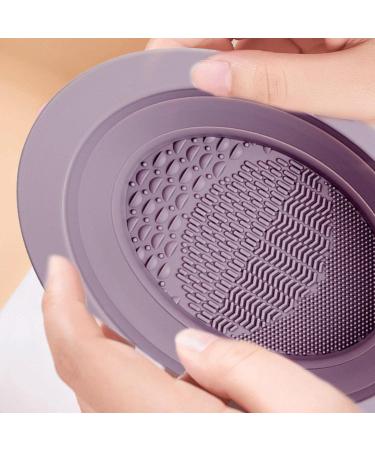 WOTEG Brush Cleaning Mat | Foldable Cosmetic Brushes Scrubber Bowl Washing Tool For Makeup Sponge Powder Puff Cleaning Cosmetics Accessories Purple - Buy Online on GoSupps.com