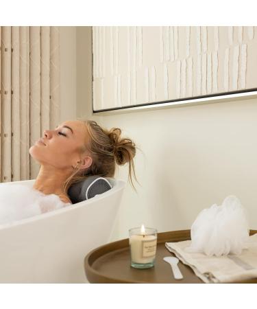 Luxury Bath Pillows Set with Soy Wax Candle, Loofa, Laundry Bag & Suction Tool - Grey - Buy Online on GoSupps.com