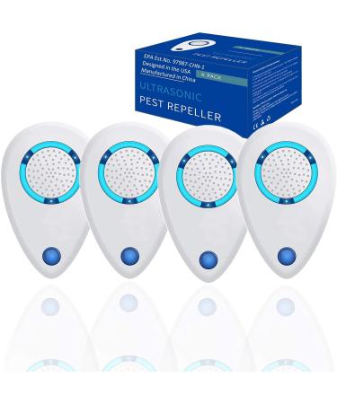 Ultrasonic Pest Repeller 4 Packs,Electronic Plug in Sonic Repellent pest Control for Mosquitoes Roaches Ant Mice Bugs Rodents Insects Mouse Spiders
