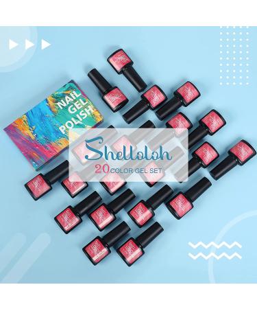 20 Colors Gel Nail Polish Set | Soak Off Gel Kit with Glitter | Nail Art Starter Kit in Pink, Red, Brown, Black | Spring Summer Gifts - 7ml Each Bottle - Buy Online on GoSupps.com