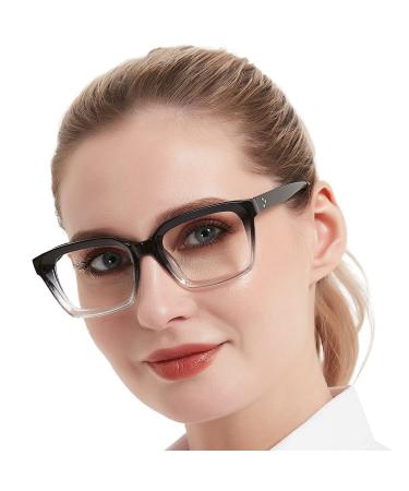 MARE AZZURO Oversized Reading Glasses Women Stylish Readers 0 1.0 1.25 1.5 1.75 2.0 2.25 2.5 2.75 3.0 3.5 4.0 5.0 6.0 02-black-clear 2.0 x