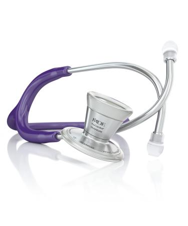MDF Instruments ProCardial Cardiology Stethoscope Lightweight Titanium Adult Dual Head Purple Tube Silver Chestpiece-Headset MDF797T08