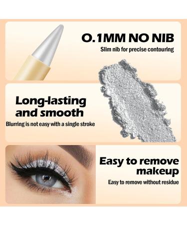 kaiyaya 2 pieces eyeliner waterproof matte quickdrying matte eyeliner pen gel black drying and smudgeproof kajal marker pencil for daily longlasting eye makeup silver - Buy Online on GoSupps.com