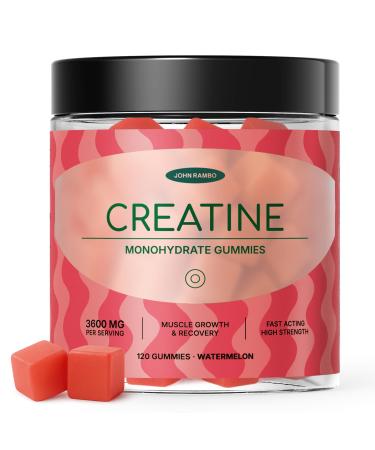 Creatine Monohydrate Gummies 3600mg Real Creatine Per Serving Transparent Label Juicy Watermelon Flavor Lab-Tested Strength & Recovery Supplement Watermelon 1 Count (Pack of 120)