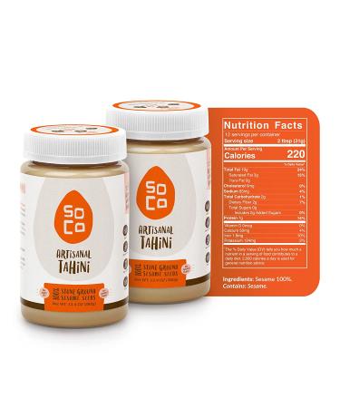 SoCo Artisanal Tahini Paste for Hummus - Plant-Based, Non-GMO, Gluten-Free, Kosher - 2 Pack 13.4oz (380g) - Buy Online on GoSupps.com