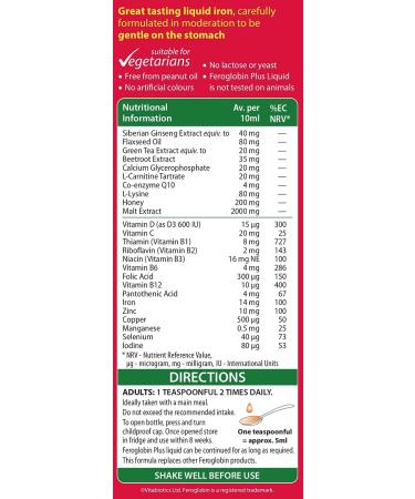 Vitabiotics Feroglobin 200ml Plus Liquid - Iron Supplement for Energy & Vitality - Buy Online on GoSupps.com