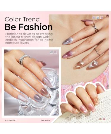 Modelones Cat Eye Gel Nail Polish Set 6 Colors Holographic Nude Gray Brown Gel Polish Glitter 9D Magnetic Gel Polish Pink Gel Polish with Magnet Nail Art DIY Salon For Women - Buy Online on GoSupps.com