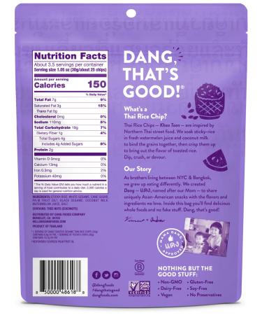 Dang Thai Rice Chips Toasted Sesame - 3.5 oz (100g) | Crunchy Gluten-Free Snack - Buy Online on GoSupps.com
