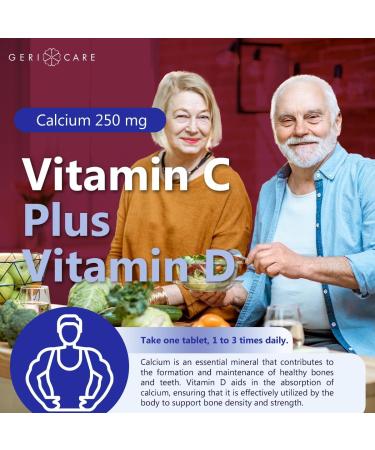 GeriCare Oyster Shell Calcium 250mg, Vitamin D 125IU Tablets, Bone Health Nutritional Supplement, 100 Count (Pack of 2) - Buy Online on GoSupps.com