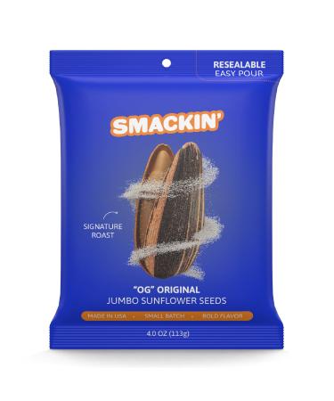 SMACKIN' Sunflower Seeds | Roasted Jumbo Sunflower Seeds | 4 Ounce Flavored Sunflower Seeds | Small-Batch American Made Sunflower Seeds | 12 Bags of Sunflower Seeds | Keto Snacks (OG "Original")