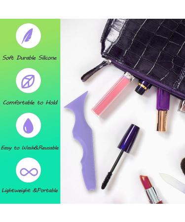 SHANPIN 5 in 1 Silicone Makeup Tool Set - Mascara Shield, Winged Liner Stencils, Eyeshadow Brush, Eyebrow Kit - Waterproof and Reusable (Purple) - Buy Online on GoSupps.com