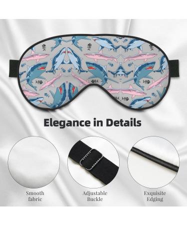 Blue Cartoon Fish Print Adjustable Sleep Eye Mask | Soft Blackout Silk Blindfold for Men & Women - Perfect for Travel & Relaxation - Buy Online on GoSupps.com