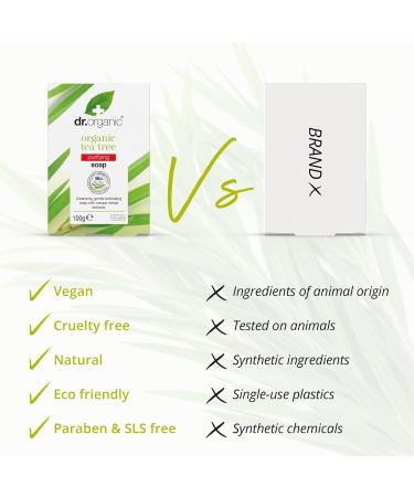 Dr Organic Tea Tree Soap Bar Natural Vegetarian Cruelty Free Paraben & SLS Free Recyclable Packaging 100g (Pack of 2) - Buy Online on GoSupps.com